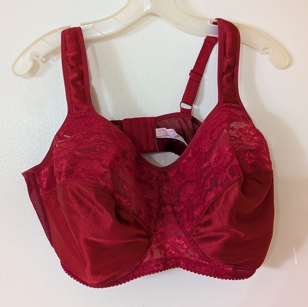 NWT Comfort Choice Red Lace Bra Easy Enhancer 48D